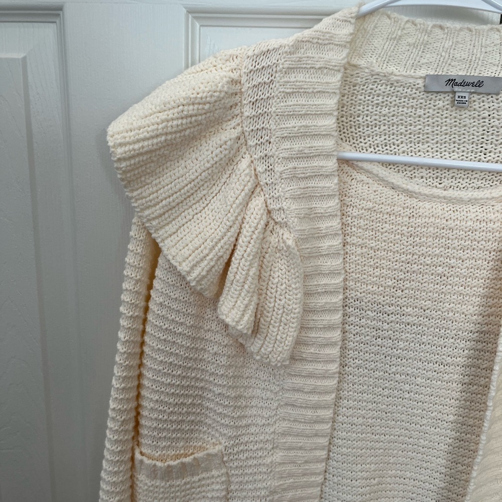 Madewell Cream Ruffled Cardigan Size XXS - Picture 6 of 12